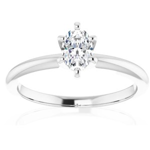 Pompeii3 1/3Ct Oval Lab Created Diamond Solitaire Engagement Ring 14k White Gold - 1 of 4