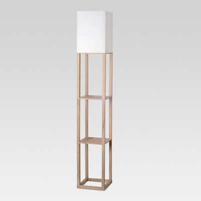 Shelf Floor Lamp Light Wood (Includes 