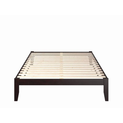 Espresso Queen Wood Frame Bed with USB Charger