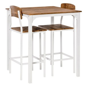 NicBex 3 Piece Bar Table Set for 2 Industrial Square Counter Height Dining Table Set with 2 Steel Legs Bar Stools - 1 of 4