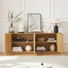 Lirago Natural Solid Wood Accent Cabinet with Doors 64''W x 15''D x 24''H MultiFunctional Storage TV Stand - 3 of 4