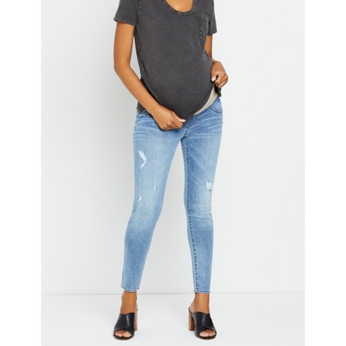 Indigo Blue Sustainable Secret Fit Over the Belly Skinny Leg Maternity Jeans | Motherhood Maternity - image 1 of 4