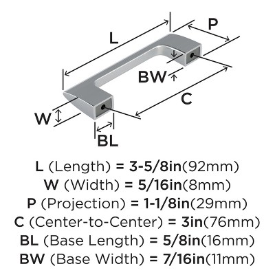 Polished Chrome Modern Cabinet Bar Pull with Mounting Hardware