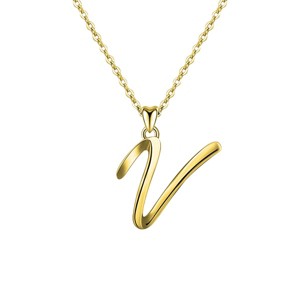 Elegant personalized touch: Stylish 14K Gold plated initial necklace. Adds sophistication and meaning to your look. - 1 of 2