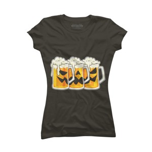 Adult Design By Humans Halloween Jack O Lantern Beer Drinking By RedBirdLS T-Shirt - 1 of 3