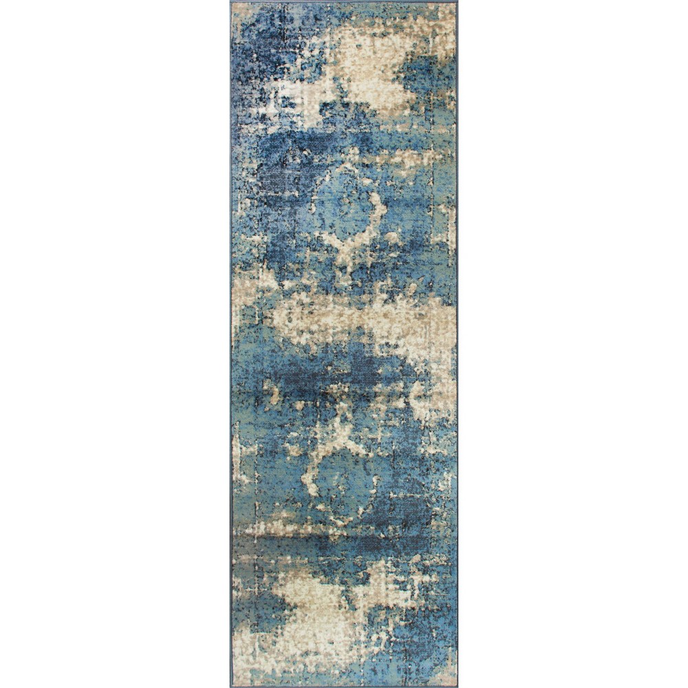 Blue Solid Loomed Runner - (2'8inx7'11in) - nuLOOM