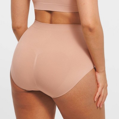 Feelingirl Women's Seamless High-Waist Tummy Control Antibacterial Peach Hip Brief