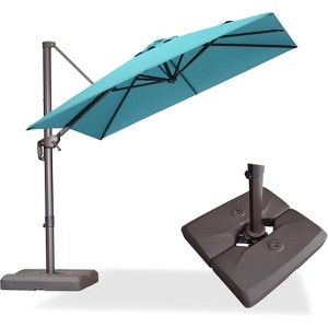PURPLE LEA Cantilever Patio Umbrella with Base Included Square Umbrella with 360° Rotation and Aluminum Offset Hanging Outdoor Umbrella - 1 of 4