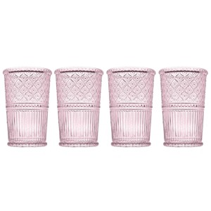 Godinger Silver Set of 4 Claro Tumbler Glasses Pink: Crystal High Ball Drinkware, 12 oz Capacity, Hand Wash, Dishwasher-Safe - 1 of 3