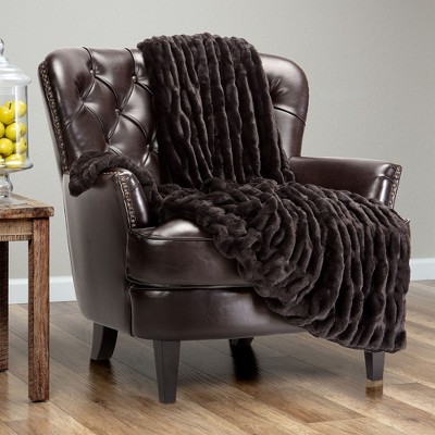 Luxurious Black Faux Fur Reversible Throw Blanket 50" x 65"