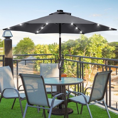 Sonkuki 7.5 ft Outdoor LED Solar Lighted Patio Market Umbrella w/ Push Button Tilt