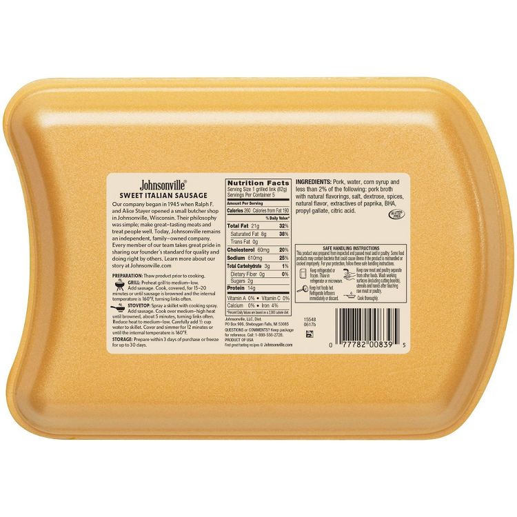 Johnsonville Sweet Italian Sausage Links - 19oz/5ct, 2 of 4
