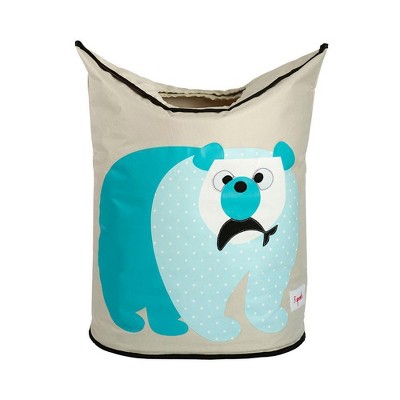 3 Sprouts ULHPOL Durable Portable Baby Laundry Hamper Storage Basket Organizer Bin with Handles for Nursery Clothes, Polar Bear