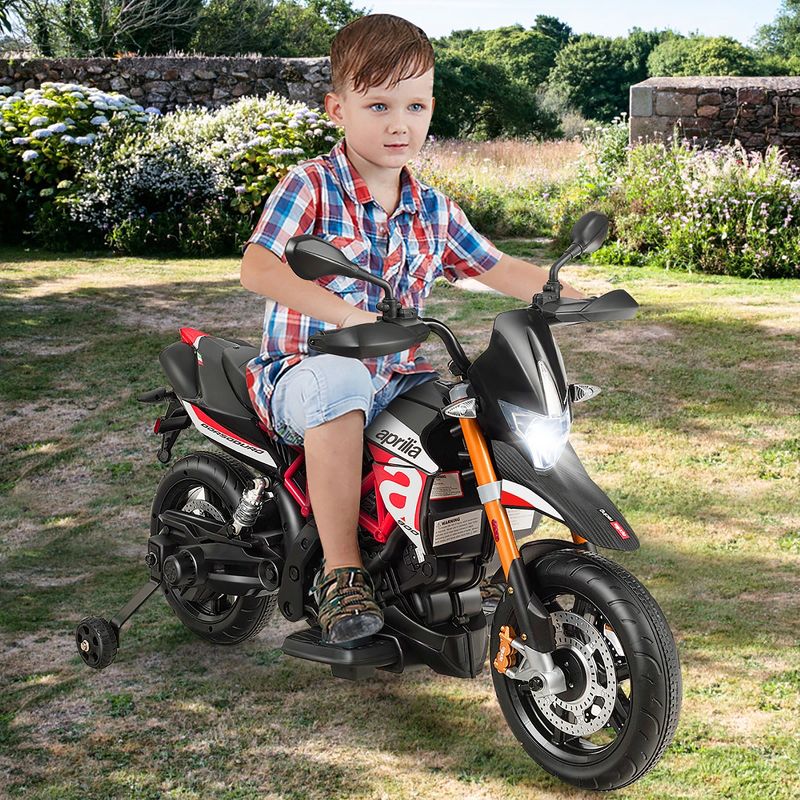 Costway 12V Kids Ride-On Motorcycle Motor Bike w/ Training Wheels Red\ Black, 2 of 10