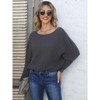 Coolmee Women's Fall Sweaters 2025 Casual Long Batwing Sleeve Loose Off Shoulder Knit Pullovers Tops - 3 of 4