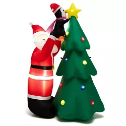 Tangkula 6 FT Inflatable Christmas Tree with Santa Claus & Penguin Blow Up Christmas Decoration with Built-in LED Lights