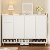 Entryway Shoe Cabinet with Doors, 4 Tier Shoe Storage Cabinet with Adjustable Shelves, Freestanding Wood Shoe Rack For Entryway Living Room - 2 of 4