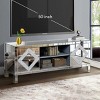 47'' Silver Mirrored TV Stand, Modern Console Cabinet with Dual Mirror Glass Doors and Open Storage, TV Cabinets for Living Room – Cuddlewood - 3 of 4