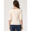 INSPIRE CHIC Women's Classic Solid Elbow Sleeves Round Neck Slim Fit T-Shirts - 4 of 4