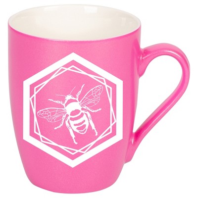 Elanze Designs Honeycomb Bee Princess Pink 10 ounce New Bone China Coffee Cup Mug