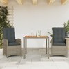 vidaXL 3 Piece Patio Dining Set - Reclining Chairs, Cushions, Glass Table, Gray Poly Rattan - Garden/Backyard/Patio Furniture - 2 of 4
