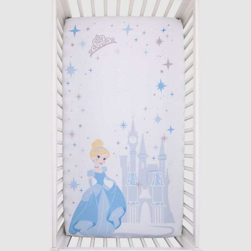 Disney Princess Cinderella - Light Blue and White Photo Op Fitted Crib Sheet, 2 of 5