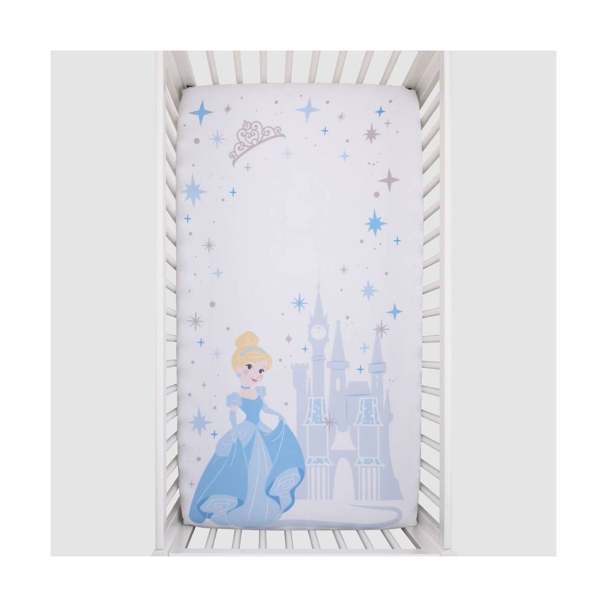 Disney Princess Cinderella - Light Blue and White Photo Op Fitted Crib Sheet - thumbnail 2