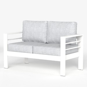 LayinSun Aluminum Patio Loveseat Sofa, All-Weather Metal Modern 2 Seater Outdoor Sofa with 5" Thick Cushion - 1 of 4