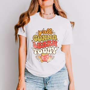 Simply Sage Market Y'all Gonna Learn Today Short Sleeve Tee - 2XL - White - 1 of 4