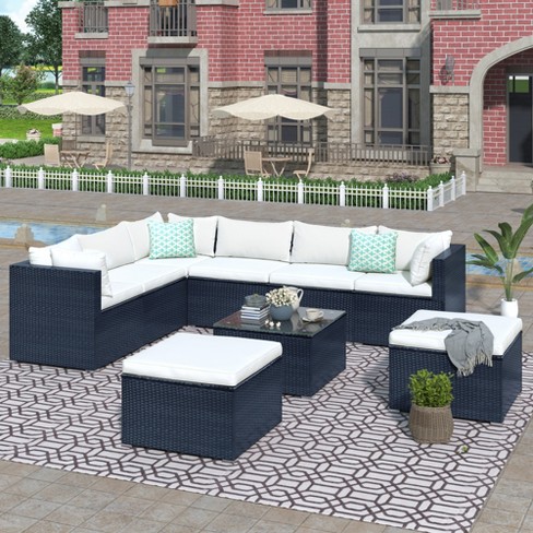 Outsunny 7 Piece Outdoor Patio Furniture Set, Pe Rattan Wicker