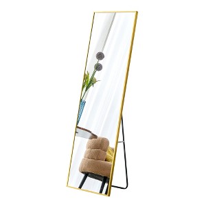 FURNIinspire Full Length Mirrors, Modern Full Length Mirror with Stand BodyMirror, Freestanding Mirror for Bedroom Livingroom, Gold, 2"*15.7"*59" - 1 of 4