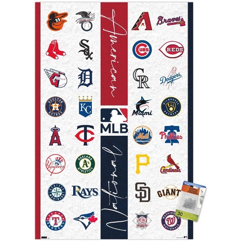 Trends International Mlb League - Logos 23 Unframed Wall Poster Print Clear  Push Pins Bundle 22.375 X 34 : Target