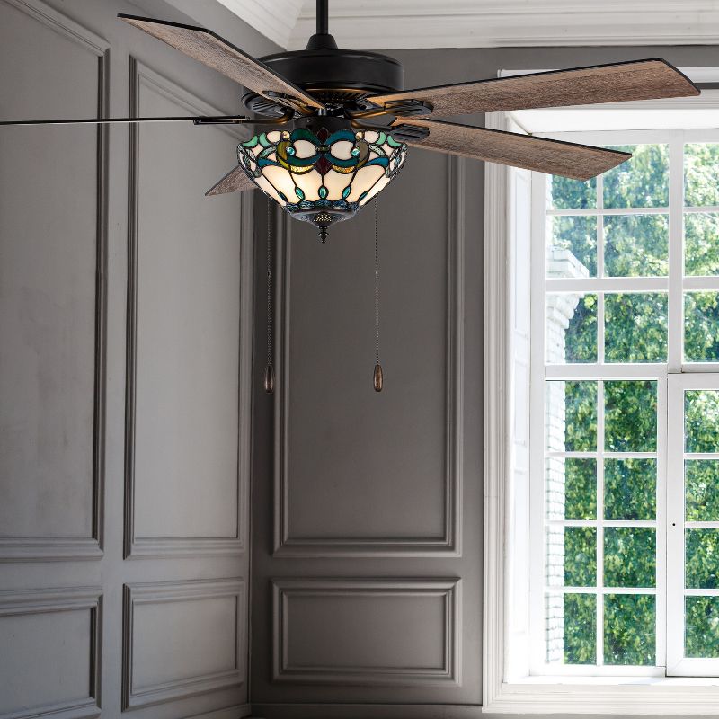 52&#34; Pipa 5 Blade Remote Controlled Lighted Ceiling Fan - River of Goods, 5 of 15