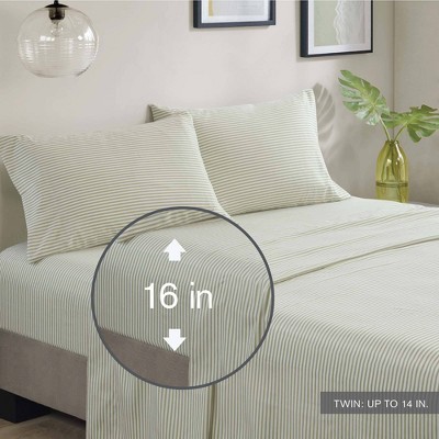 Madison Park Queen Ryder Striped Comforter Set with Bed Sheet Green — фото 7