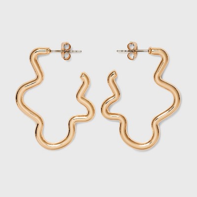 Tubular Squiggle Hoop Earrings - Universal Thread&#8482; Gold
