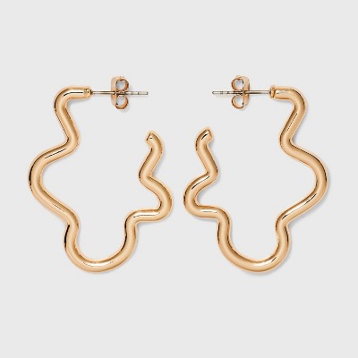 Tubular Squiggle Hoop Earrings - Universal Thread™ Gold: Nickel-Free, Recycled Zinc, Post Closure