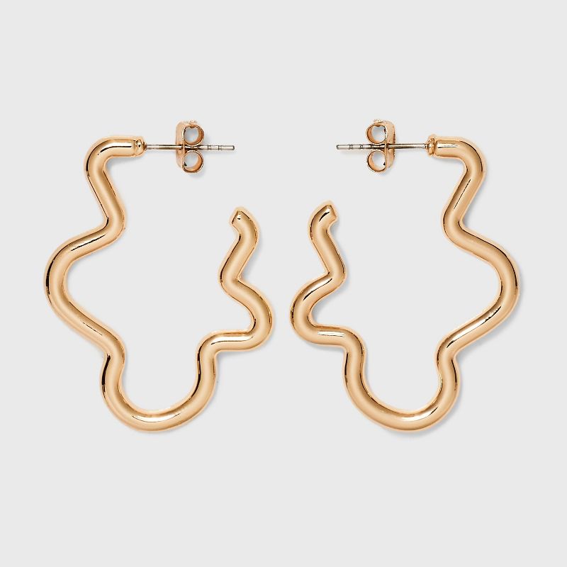 Tubular Squiggle Hoop Earrings - Universal Thread&#8482; Gold, 1 of 8