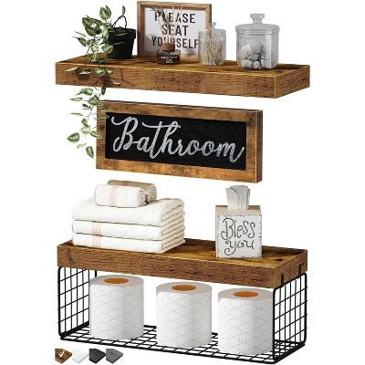 Attop Bathroom Shelves Over Toilet - Paper Storage Wall Mounted Farmhouse Decor Decorations Aesthetic