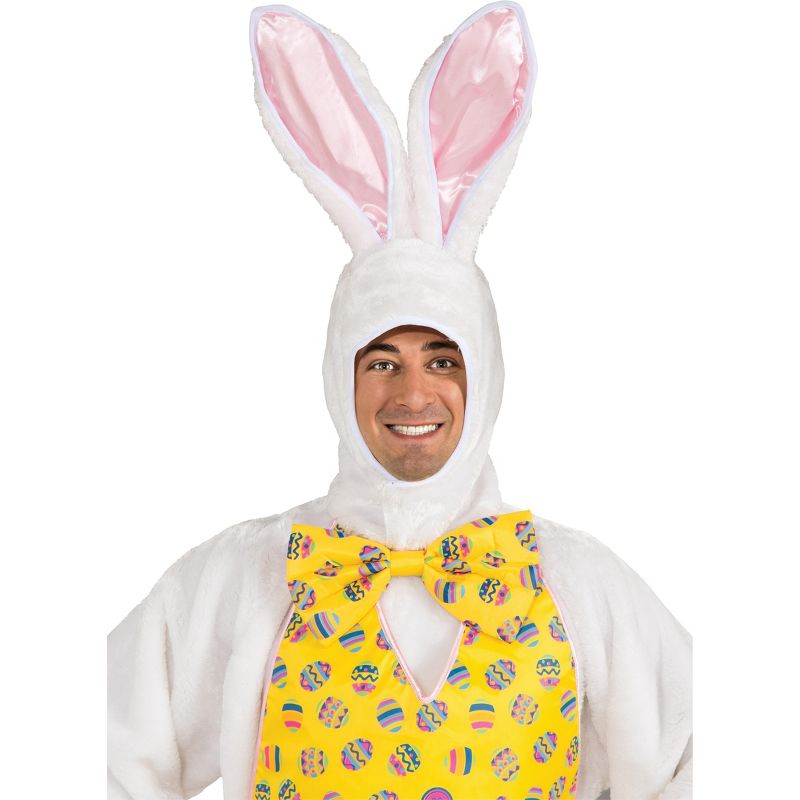 Rubie's White Adult Easter Bunny Mascot with Yellow Vest Costume, 2 of 3