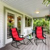 Costway 3 PCS Outdoor Folding Rocking Chair Table Set Bistro Sets Patio Furniture Red - 2 of 4