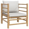 vidaXL Patio Furniture Set - 5 Piece Bamboo Lounge with Light Gray Cushions - Outdoor Garden Sofa Set - Loveseat, Chairs, Table - Modular Design - 4 of 4