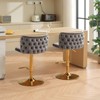 INFURNIC Counter and Bar Stools Swivel Velvet Barstools Tufted Back with Gold Base for Home Kitchen Island, Gray, 18.1"*19"*42.9" - 4 of 4