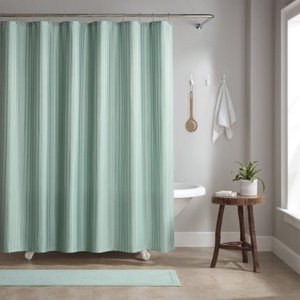 Host & Home Poly Shower Curtain Set 72x72 Damask Pattern - 1 of 4