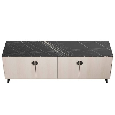 Haley 78.7" Black and White Mid-Century Modern Sideboard
