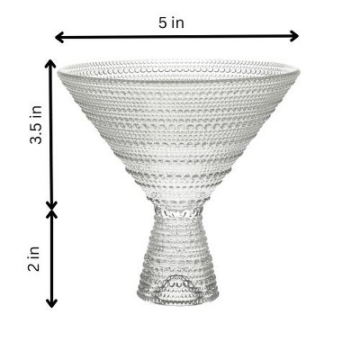 Clear Embossed Hobnail Martini Glasses Set of 4