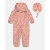 Deux par Deux Girl Baby Printed Mid-Season One-Piece Outerwear with Hat Small White Flowers on Pale Pink - 24 Months - 3 of 4