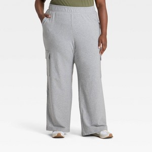 Women's High-Rise French Terry Wide Leg Cargo Pants - Ava & Viv™ - 1 of 3