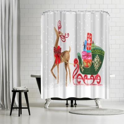 Proud Reindeer With Gifts by PI Creative Holiday Collection Shower Curtain - Americanflat