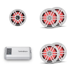 Rockford Fosgate TM1000X5AD 5 Channel Marine Amplifier with 2 Pairs of M1-65 6.5” Color Optix Marine 2-Way Speakers and 1 M2D4-12I 12" Color Optix ... - 1 of 4