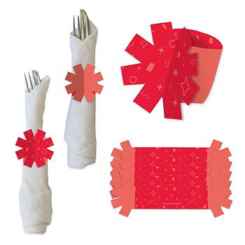 Big Dot of Happiness Red Confetti Stars - Simple Party Paper Napkin Holder - Napkin Rings - Set of 24